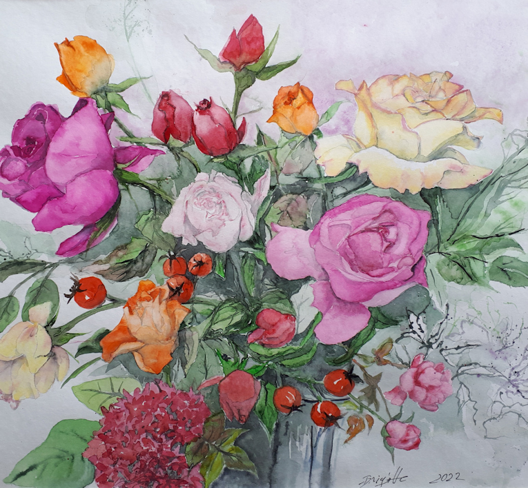 Brigitte Schindler Aquarell "Blumen"