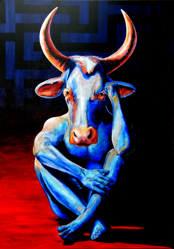 Das Rätsel des Minotaurus Malerei von Sabine Koschier